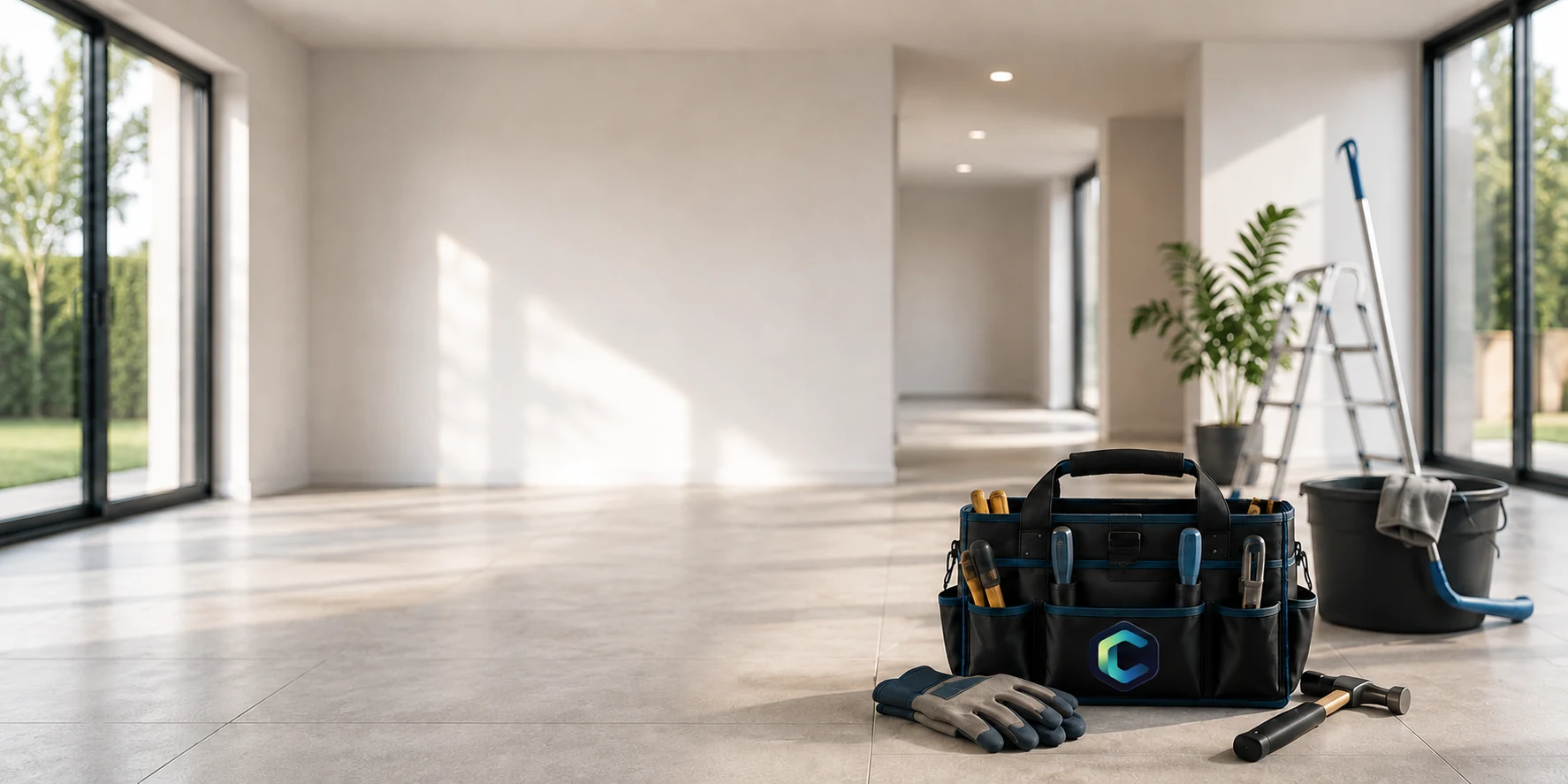 Heller Innenraum mit Werkzeugtasche von CL Hausservice